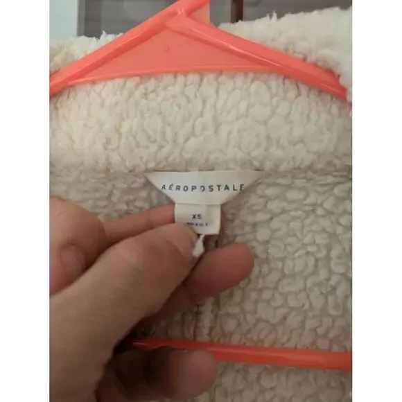 Aeropostale Sherpa Fleece Cream Women's Oversized XS Full Button Cream Jacket - Picture 4 of 7